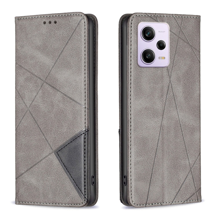 For Xiaomi Redmi Note 12 Pro 5G Global Prismatic Invisible Magnetic Leather Phone Case(Grey) - free shipping - PMC TechLife - Order now!