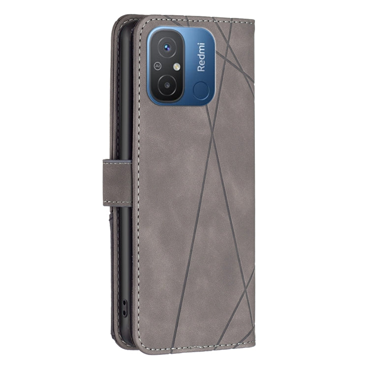For Xiaomi Redmi 12C Magnetic Buckle Rhombus Texture Leather Phone Case(Grey) - free shipping - PMC TechLife - Order now!