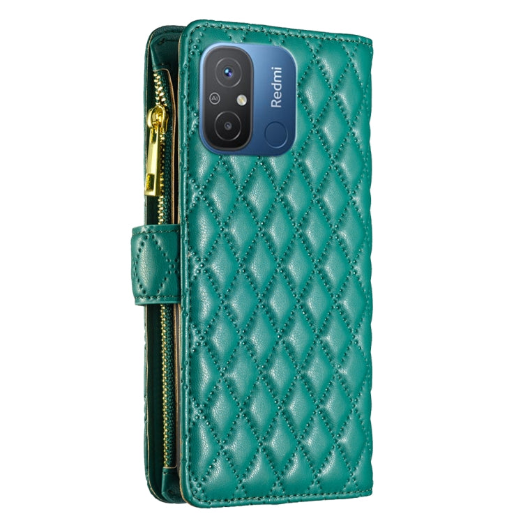 For Xiaomi Redmi 12C Diamond Lattice Zipper Wallet Leather Flip Phone Case(Green) - free shipping - PMC TechLife - Order now!