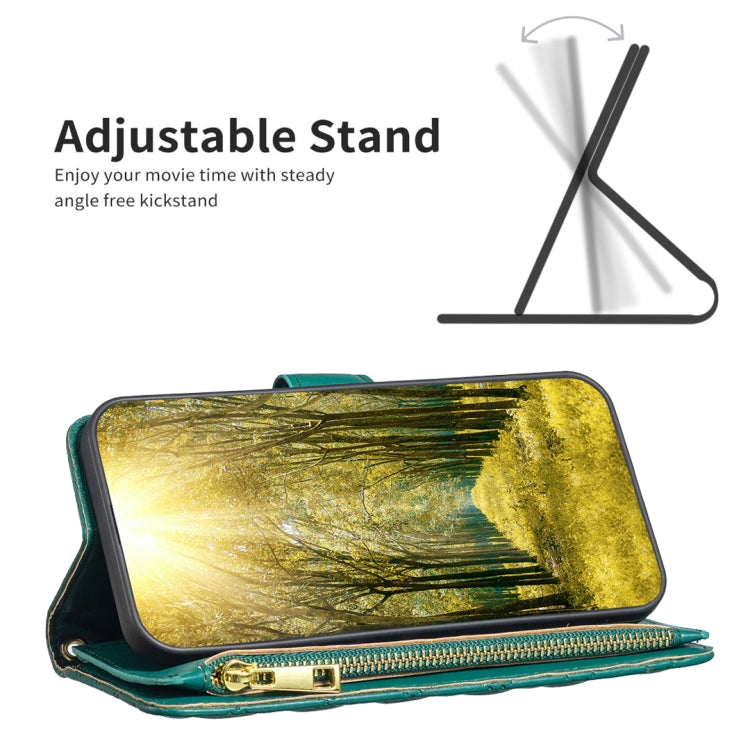 For Xiaomi Redmi 12C Diamond Lattice Zipper Wallet Leather Flip Phone Case(Green) - free shipping - PMC TechLife - Order now!