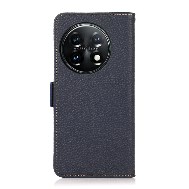 For OnePlus 11 KHAZNEH Side-Magnetic Litchi Genuine Leather RFID Phone Case(Blue) - free shipping - PMC TechLife - Order now!