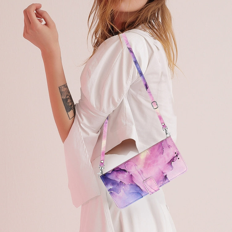 For Xiaomi 13 Crossbody Painted Marble Pattern Leather Phone Case(Purple) - free shipping - PMC TechLife - Order now!
