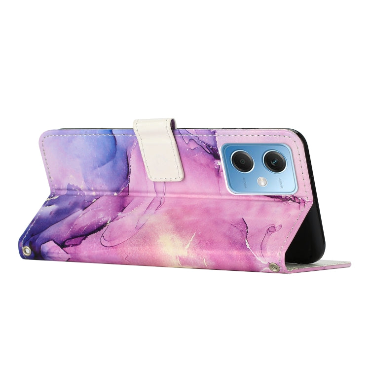 For Xiaomi Redmi Note 12 Global / Poco X5 5G Crossbody Painted Marble Pattern Leather Phone Case(Purple) - free shipping - PMC TechLife - Order now!