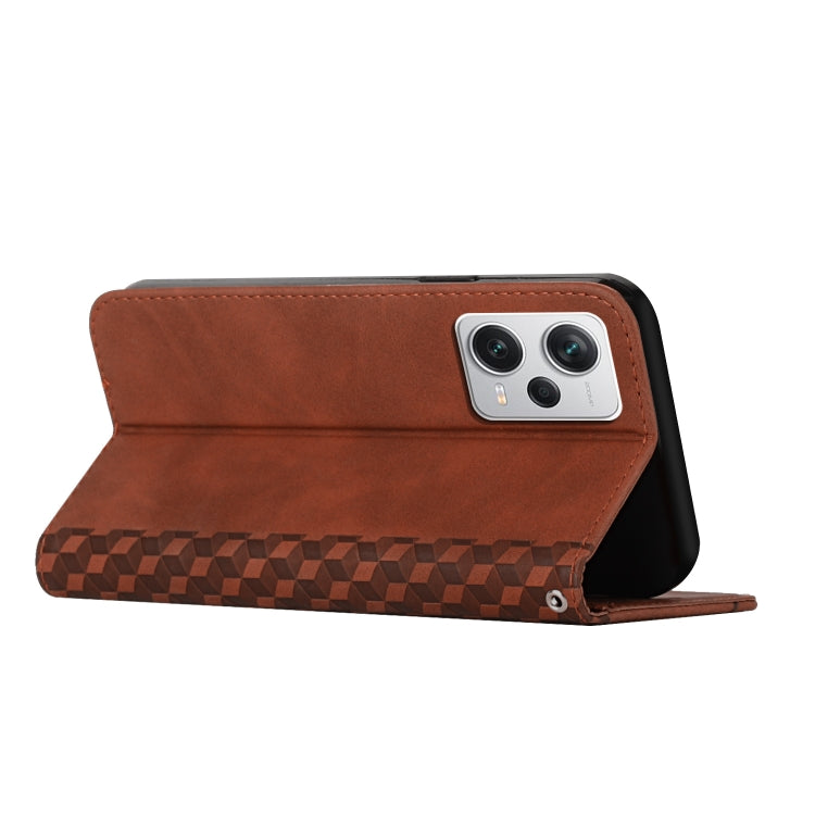 For Xiaomi Redmi Note 12 Pro+ Global / Note 12 Explorer Diamond Pattern Skin Feel Magnetic Leather Phone Case(Brown) - free shipping - PMC TechLife - Order now!
