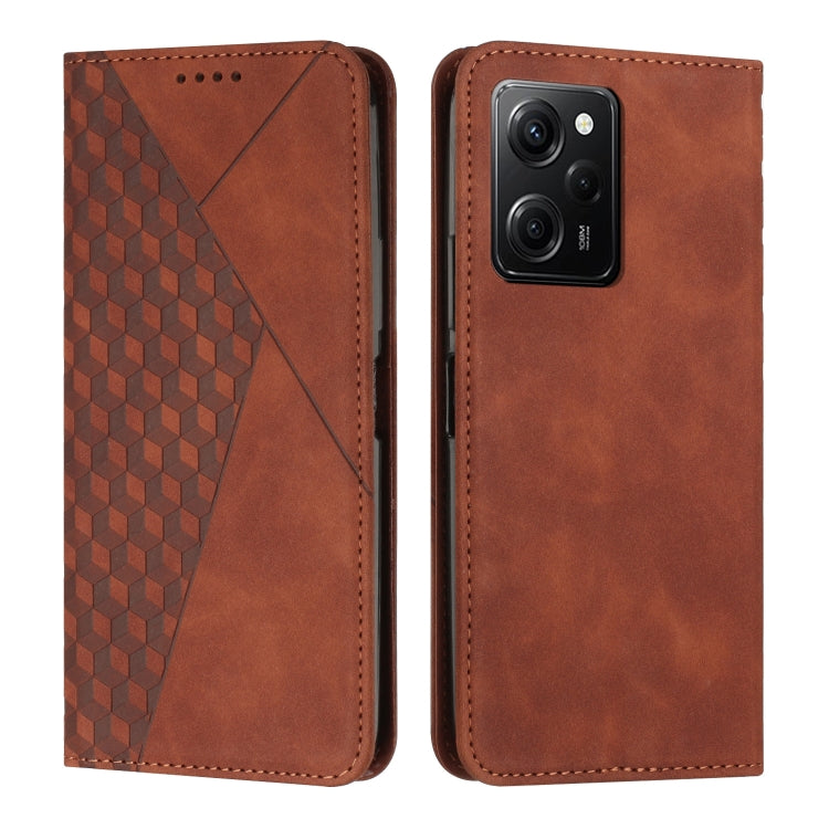 For Xiaomi Redmi Note 12 Pro Speed / Poco X5 Pro 5G Diamond Pattern Skin Feel Magnetic Leather Phone Case(Brown) - free shipping - PMC TechLife - Order now!