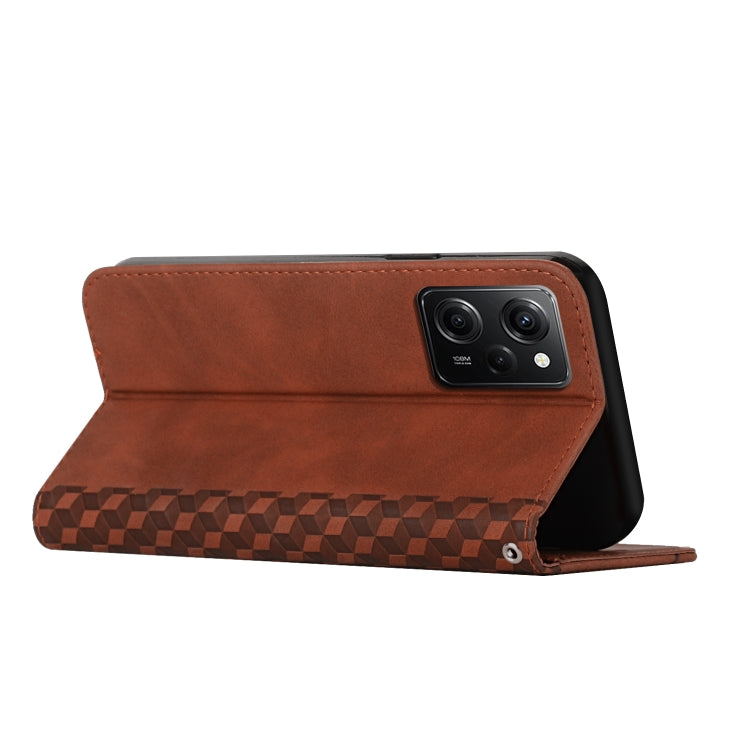 For Xiaomi Redmi Note 12 Pro Speed / Poco X5 Pro 5G Diamond Pattern Skin Feel Magnetic Leather Phone Case(Brown) - free shipping - PMC TechLife - Order now!