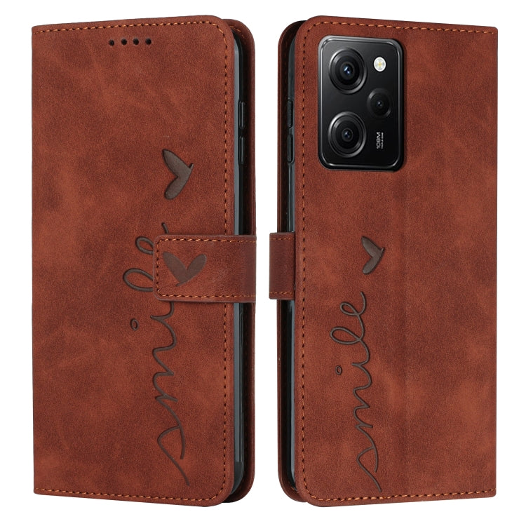 For Xiaomi Redmi Note 12 Pro Speed / Poco X5 Pro 5G Skin Feel Heart Pattern Leather Phone Case with Lanyard(Brown) - free shipping - PMC TechLife - Order now!