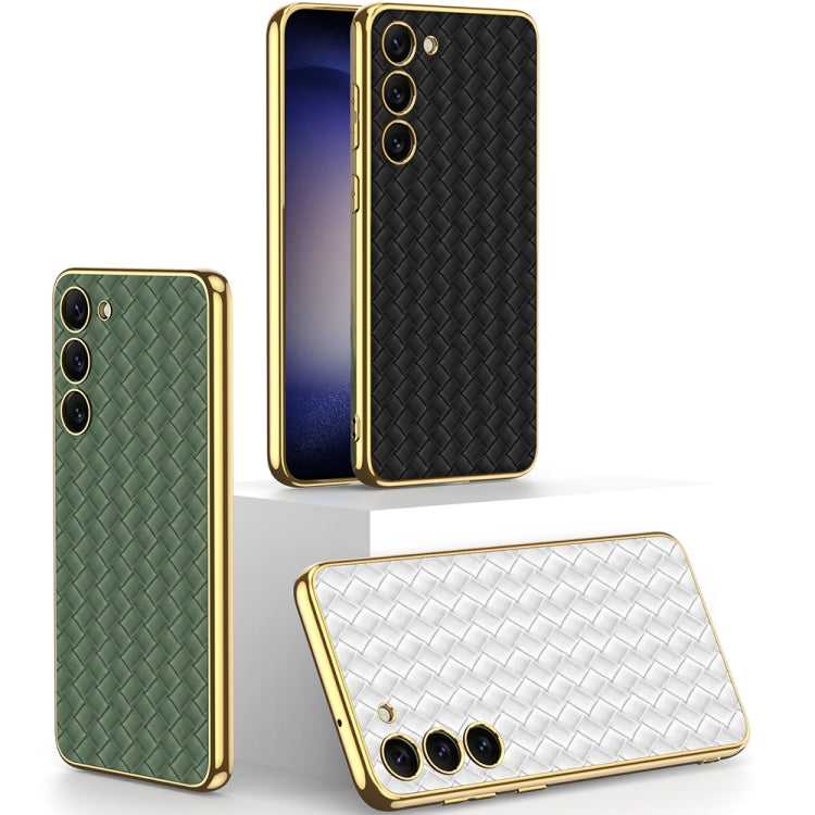 For Samsung Galaxy S23+ 5G GKK Weave Texture Electroplating PU Protective Phone Case(Purple) - Galaxy S23+ 5G Cases by GKK | Online Shopping South Africa | PMC TechLife