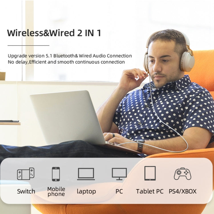B2 Wireless Bluetooth 5.1 Foldable Noise Reduction Headset(White) - Headset & Headphone by PMC TechLife | Online Shopping South Africa | PMC TechLife