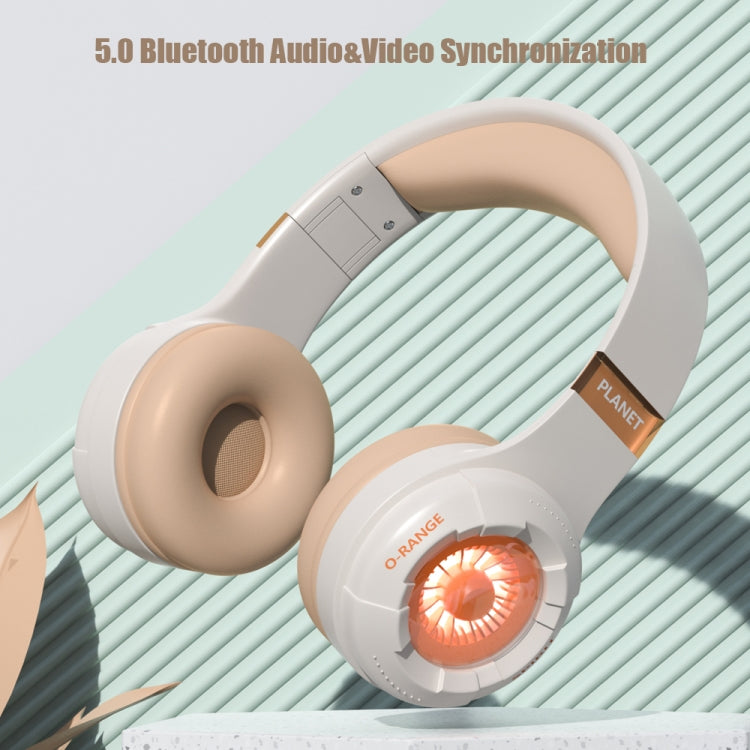 KE25 RGB Light Wireless Stereo Music Bluetooth Headset(Orange) - Headset & Headphone by PMC TechLife | Online Shopping South Africa | PMC TechLife