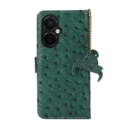 For OnePlus Nord CE 3 Lite Ostrich Pattern Genuine Leather RFID Phone Case(Green) - OnePlus Cases by PMC Jewellery | Online Shopping South Africa | PMC Jewellery