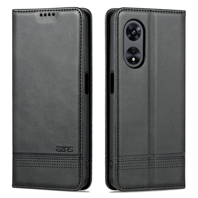 For OPPO A58 5G / A58X / A78 AZNS Magnetic Calf Texture Flip Leather Phone Case(Black) - OPPO Cases by AZNS | Online Shopping South Africa | PMC TechLife | Buy Now Pay Later Mobicred