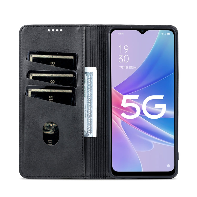 For OPPO A58 5G / A58X / A78 AZNS Magnetic Calf Texture Flip Leather Phone Case(Black) - OPPO Cases by AZNS | Online Shopping South Africa | PMC TechLife | Buy Now Pay Later Mobicred