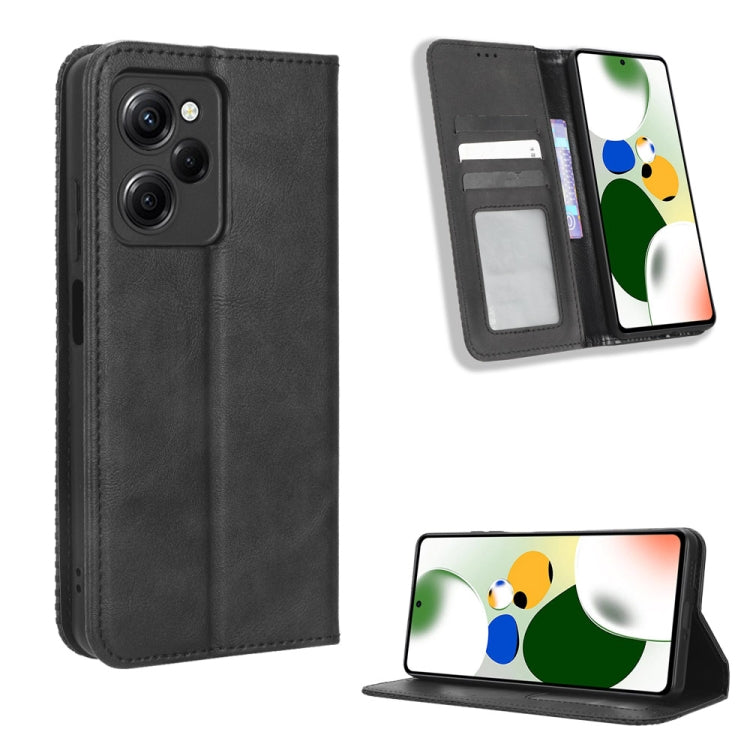 For Xiaomi Redmi Note 12 Pro 5G Speed / Poco X5 Pro Magnetic Buckle Retro Texture Leather Phone Case(Black) - free shipping - PMC TechLife - Order now!