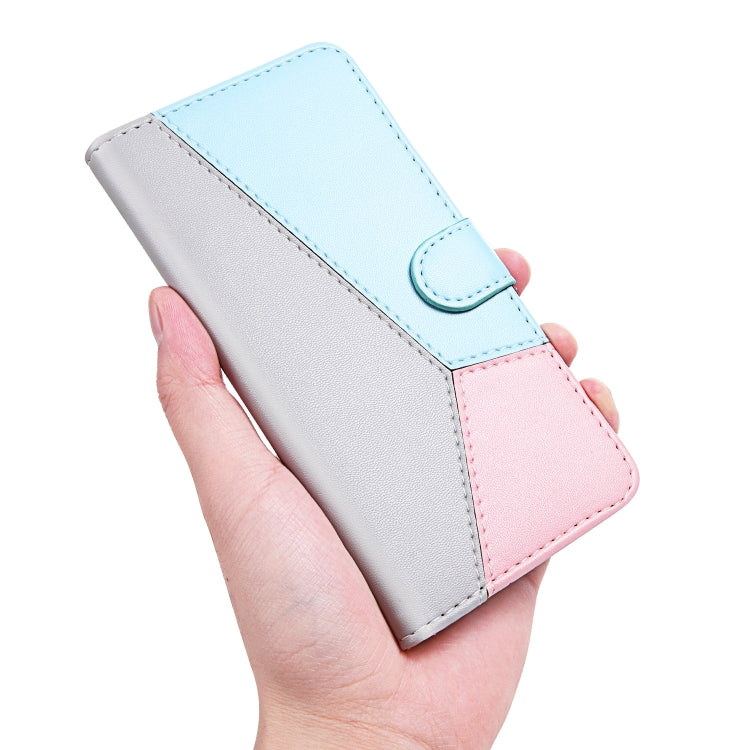 For Samsung Galaxy A14 5G Tricolor Stitching Flip Leather Phone Case(Grey) - free shipping - PMC TechLife - Order now!