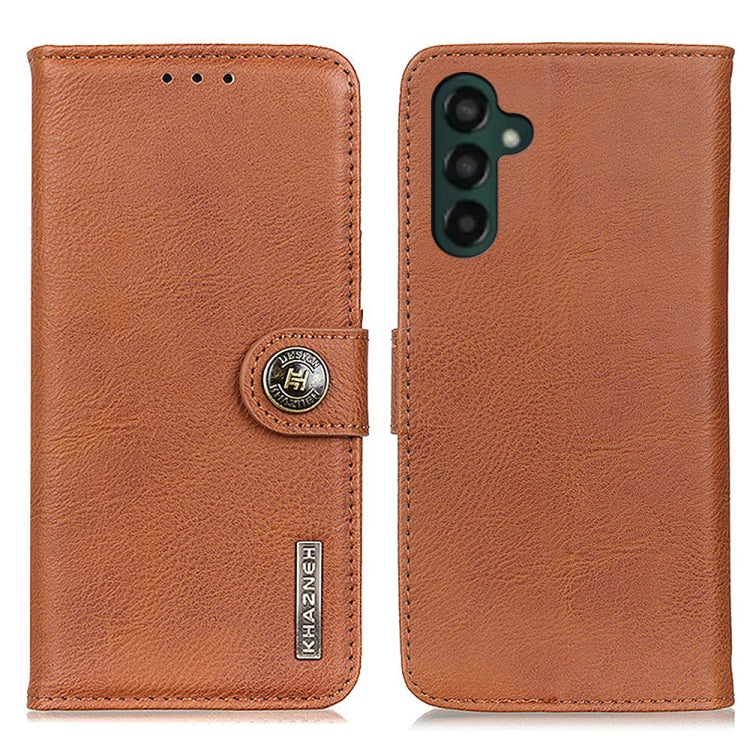 For Samsung Galaxy A24 4G KHAZNEH Cowhide Texture Horizontal Flip Leather Phone Case(Brown) - free shipping - PMC TechLife - Order now!
