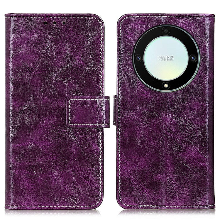 For Honor X9A 5G / Magic5 Lite 5G Retro Crazy Horse Texture Horizontal Flip Leather Phone Case(Purple) - Honor Cases by PMC Jewellery | Online Shopping South Africa | PMC Jewellery