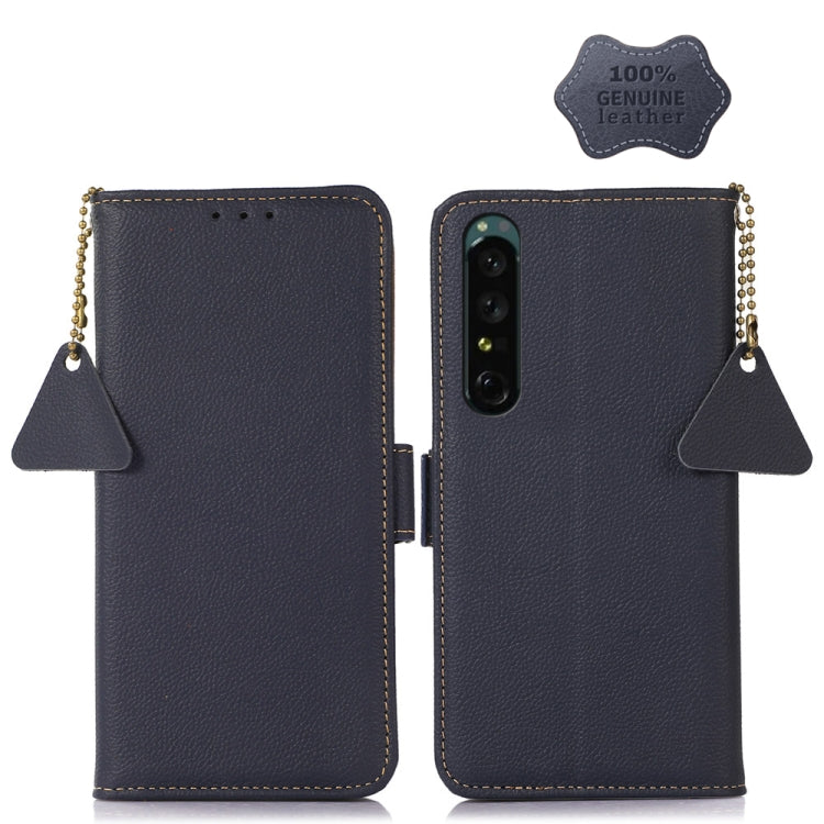 For Sony Xperia 1 IV Side-Magnetic TJ Genuine Leather RFID Phone Case(Blue) - free shipping - PMC TechLife - Order now!
