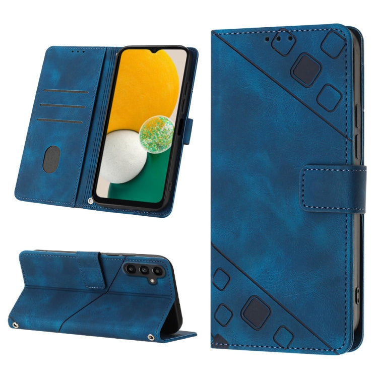 For Samsung Galaxy A13 5G /A04 4G/A04e Skin-feel Embossed Leather Phone Case(Blue) - free shipping - PMC TechLife - Order now!