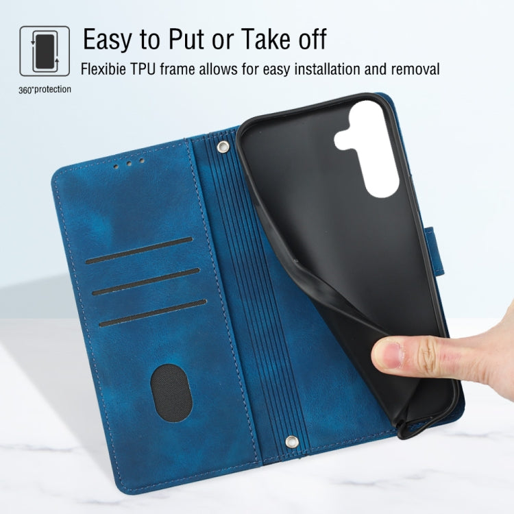 For Samsung Galaxy A13 5G /A04 4G/A04e Skin-feel Embossed Leather Phone Case(Blue) - free shipping - PMC TechLife - Order now!