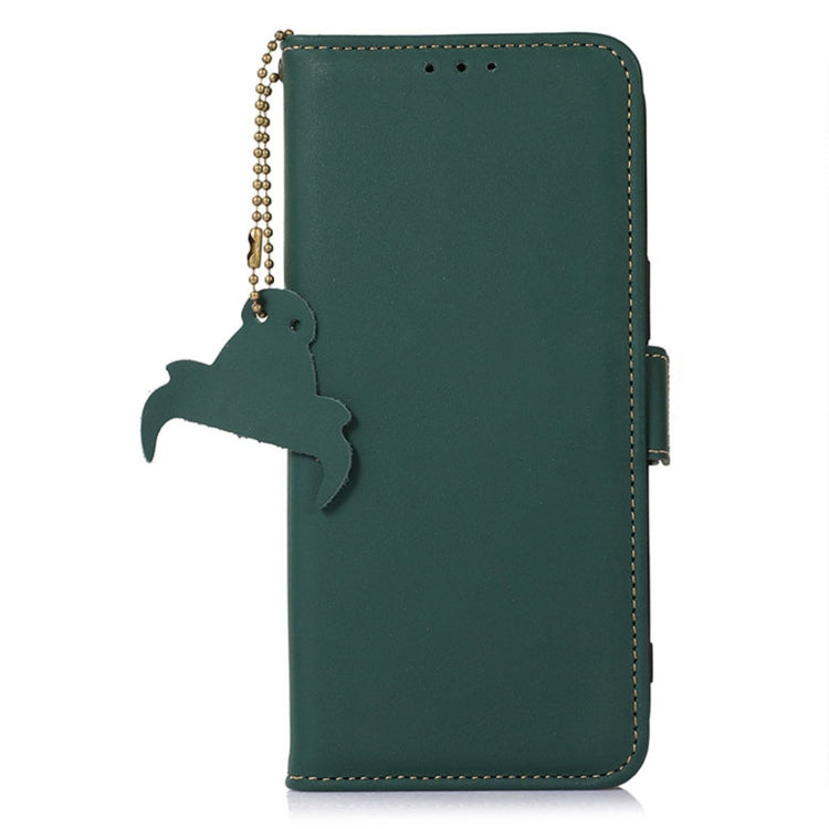 For Xiaomi Redmi 12C / Redmi 11A Genuine Leather Magnetic RFID Leather Phone Case(Green) - Xiaomi Cases by PMC TechLife | Online Shopping South Africa | PMC TechLife