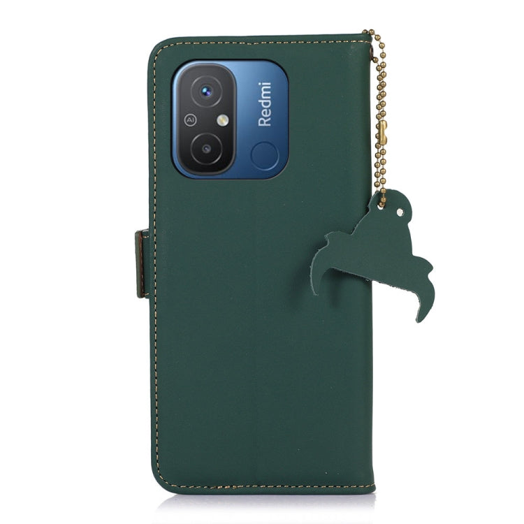 For Xiaomi Redmi 12C / Redmi 11A Genuine Leather Magnetic RFID Leather Phone Case(Green) - Xiaomi Cases by PMC TechLife | Online Shopping South Africa | PMC TechLife