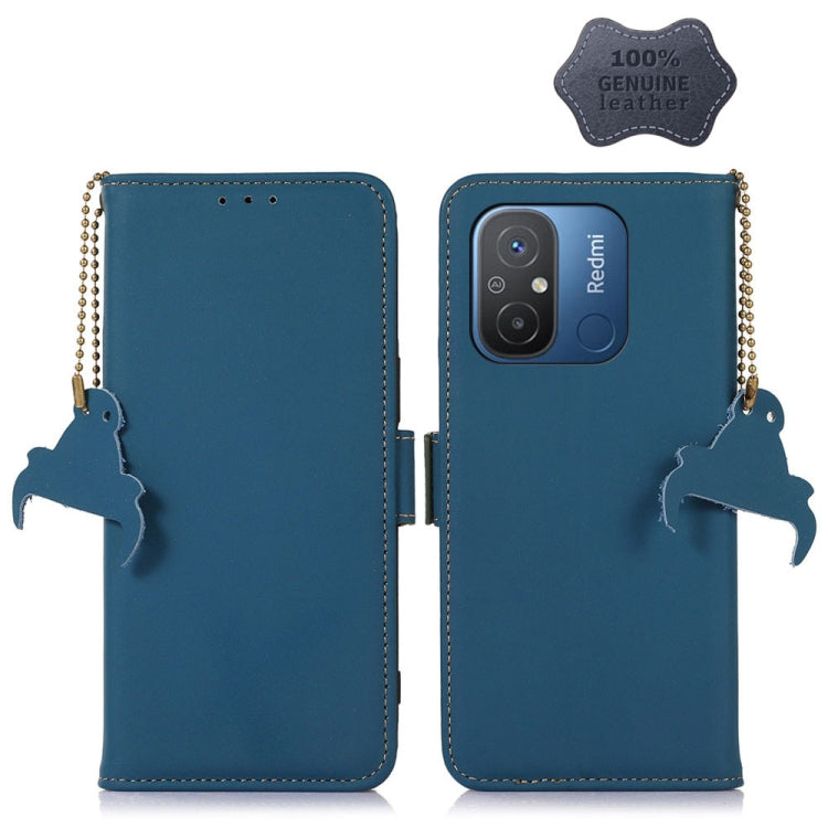 For Xiaomi Redmi 12C / Redmi 11A Genuine Leather Magnetic RFID Leather Phone Case(Blue) - free shipping - PMC TechLife - Order now!
