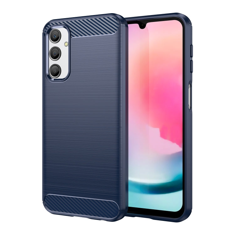For Samsung Galaxy A24 4G Brushed Texture Carbon Fiber TPU Phone Case(Blue) - free shipping - PMC TechLife - Order now!