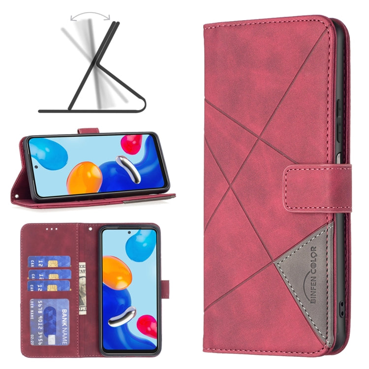 For Xiaomi Redmi Note 12S 4G / Note 11 Magnetic Buckle Rhombus Texture Leather Phone Case(Red) - free shipping - PMC TechLife - Order now!
