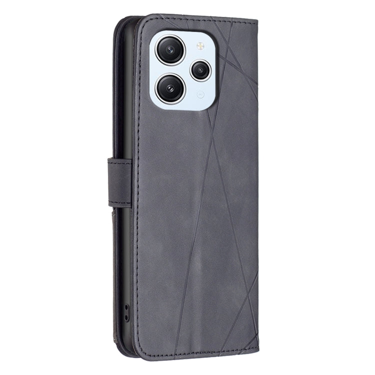 For Xiaomi Redmi 12 4G Magnetic Buckle Rhombus Texture Leather Phone Case(Black) - free shipping - PMC TechLife - Order now!
