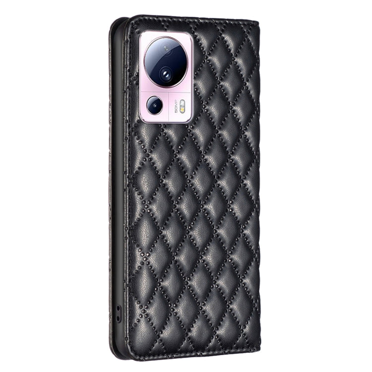 For Xiaomi 13 Lite / Civi 2 Diamond Lattice Magnetic Leather Flip Phone Case(Black) - free shipping - PMC TechLife - Order now!