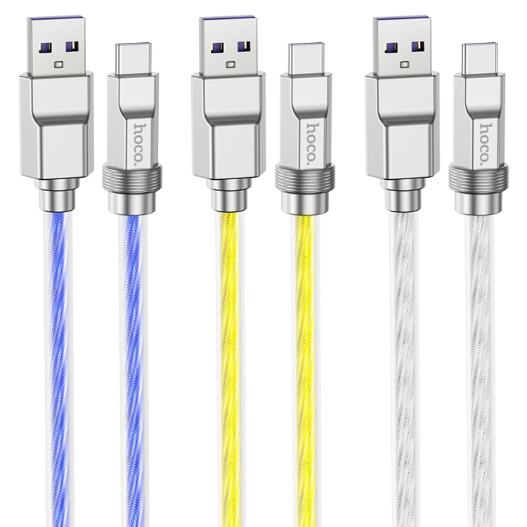 hoco U113 100W USB to USB-C/Type-C Silicone Fast Charging Data Cable, Length: 1m(Silver) - USB-C & Type-C Cable by hoco | Online Shopping South Africa | PMC Jewellery