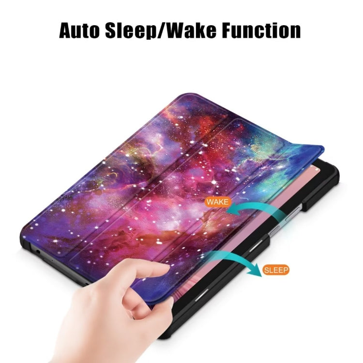For Lenovo Tab M9 TB-310FU 3-folding Coloured Drawing Leather Smart Tablet Case(Milky Way) - free shipping - PMC TechLife - Order now!