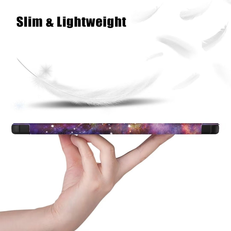 For Lenovo Tab M9 TB-310FU 3-folding Coloured Drawing Leather Smart Tablet Case(Milky Way) - free shipping - PMC TechLife - Order now!