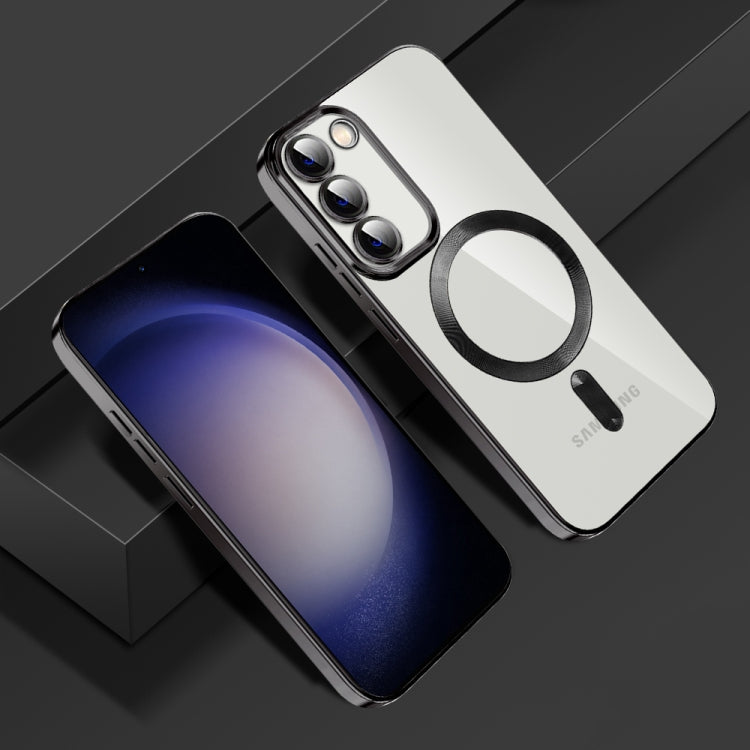 For Samsung Galaxy S23 5G CD Texture Plating TPU MagSafe Phone Case with Lens Film(Black) - Galaxy S23 5G Cases by PMC TechLife | Online Shopping South Africa | PMC TechLife