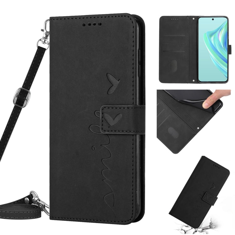 For Infinix Hot 20i Skin Feel Heart Pattern Leather Phone Case with Lanyard(Black) - free shipping - PMC TechLife - Order now!