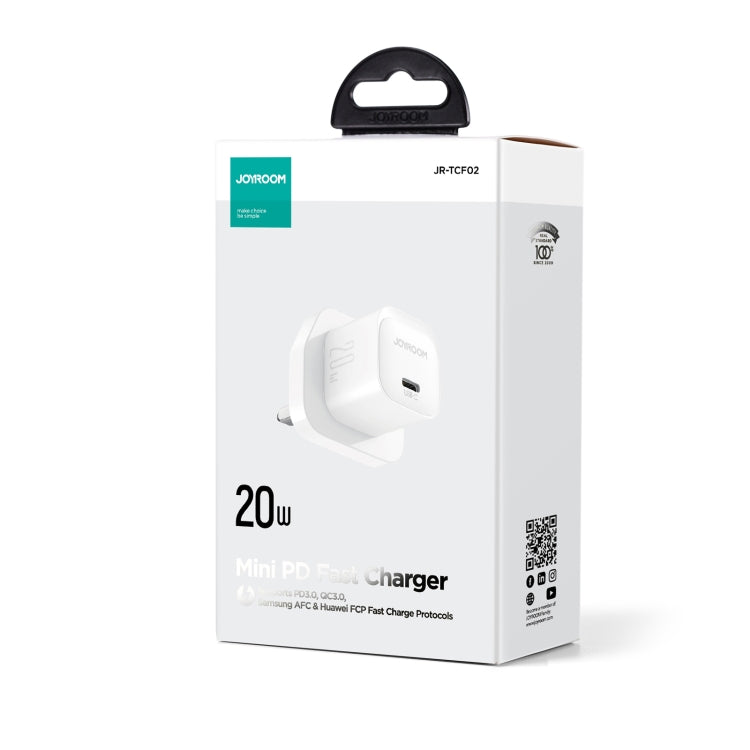 JOYROOM JR-TCF02 PD Type-C 20W Mini Charger, Plug:UK Plug(Black) - USB Charger by JOYROOM | Online Shopping South Africa | PMC TechLife | Buy Now Pay Later Mobicred