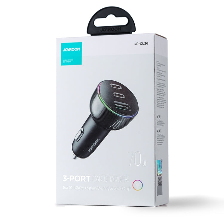 JOYROOM JR-CL26 70W 3-port USB+USB-C / Type-C Car Charger(Black) - Car Charger by JOYROOM | Online Shopping South Africa | PMC TechLife | Buy Now Pay Later Mobicred