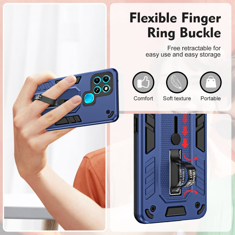 For Infinix Smart 6 Variety Brave Armor Finger Loop Holder Phone Case(Blue) - Infinix Cases by PMC Jewellery | Online Shopping South Africa | PMC Jewellery