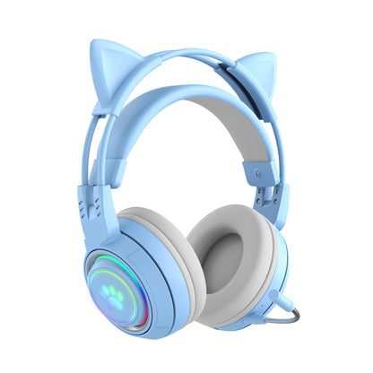 T25 RGB Stereo Cat Ear Bluetooth Wireless Headphones with Detachable Microphone(Blue) - Headset & Headphone by PMC Jewellery | Online Shopping South Africa | PMC Jewellery