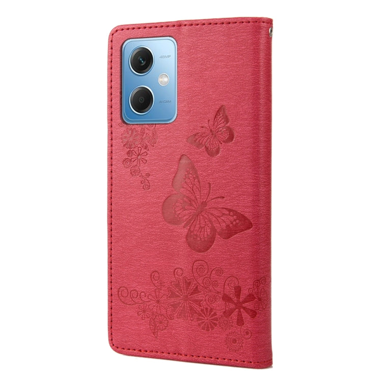For Xiaomi Redmi Note 12 5G Global / Poco X5 5G Butterfly Embossed Horizontal Flip Leather Phone Case(Red) - free shipping - PMC TechLife - Order now!