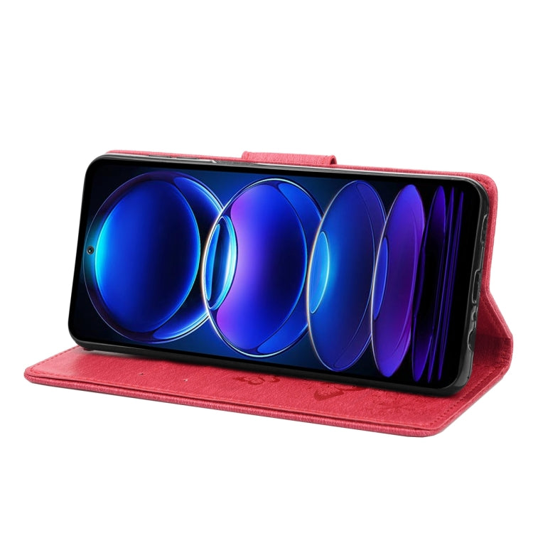 For Xiaomi Redmi Note 12 5G Global / Poco X5 5G Butterfly Embossed Horizontal Flip Leather Phone Case(Red) - free shipping - PMC TechLife - Order now!