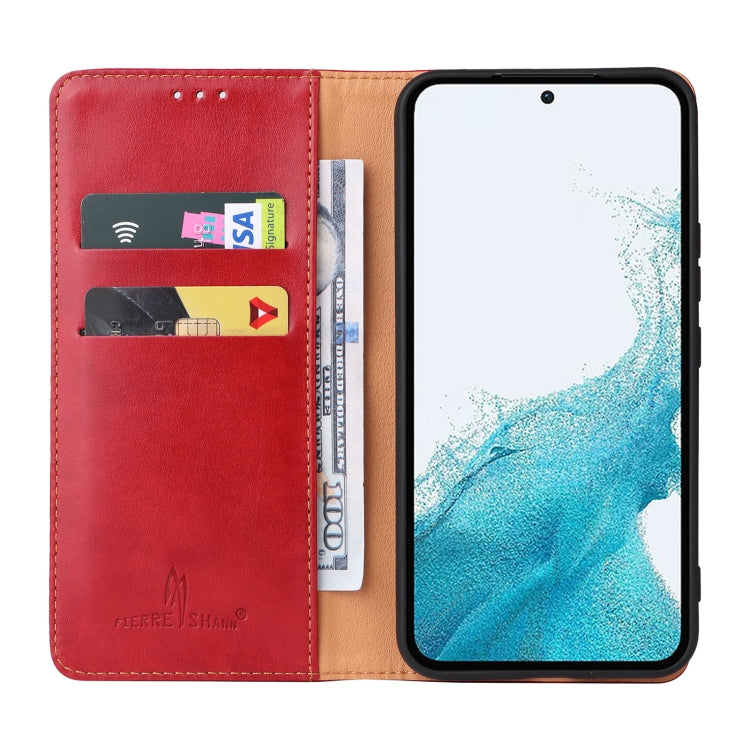 For Samsung Galaxy A54 5G Fierre Shann PU Genuine Leather Texture Leather Phone Case(Red) - free shipping - PMC TechLife - Order now!