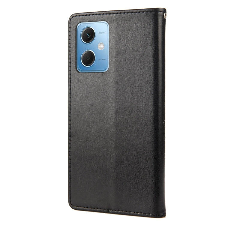 For Xiaomi Redmi Note 12 5G Global / Poco X5 5G Butterfly Flower Pattern Leather Phone Case(Black) - free shipping - PMC TechLife - Order now!