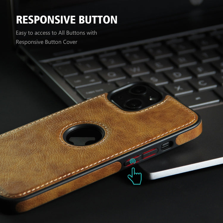 For iPhone 14 Plus Leather Texture Stitching Phone Case(Brown) - iPhone 14 Plus Cases by PMC TechLife | Online Shopping South Africa | PMC TechLife | Buy Now Pay Later Mobicred