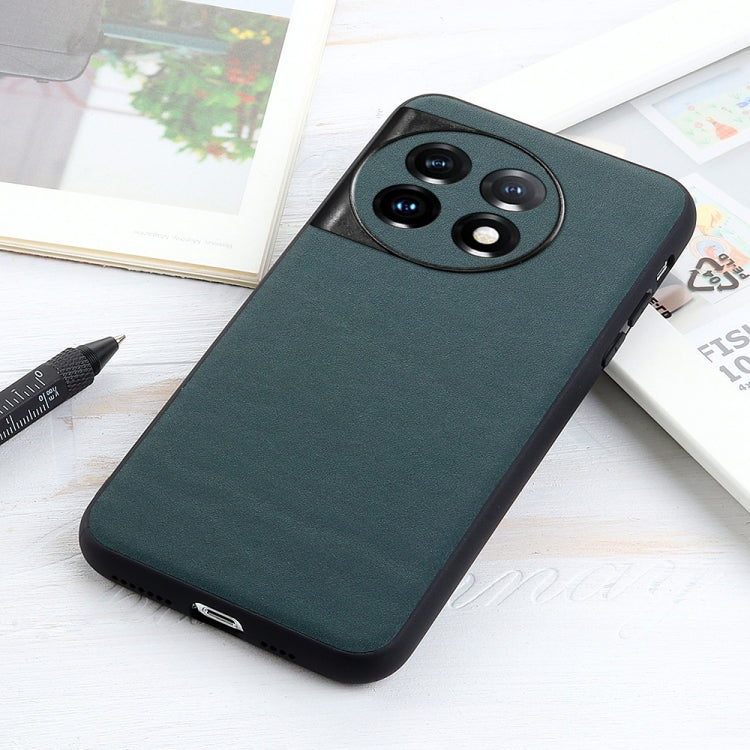 For OnePlus Ace 2 / 11R Lambskin Texture Genuine Leather Phone Case(Green) - OnePlus Cases by PMC Jewellery | Online Shopping South Africa | PMC Jewellery