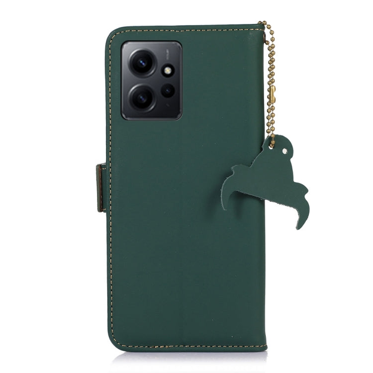 For Xiaomi Redmi Note 12 4G Global Genuine Leather Magnetic RFID Leather Phone Case(Green) - Note 12 Cases by PMC TechLife | Online Shopping South Africa | PMC TechLife