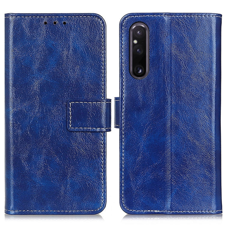 For Sony Xperia 1 V Retro Crazy Horse Texture Horizontal Flip Leather Phone Case(Blue) - free shipping - PMC TechLife - Order now!