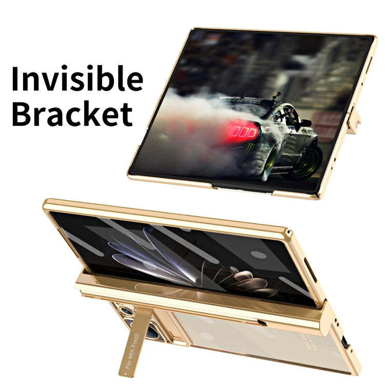 For Xiaomi Mix Fold 2 Electroplated Hinge Transparent Phone Case with Pen Slot(Dark Green) - Xiaomi Cases by PMC TechLife | Online Shopping South Africa | PMC TechLife