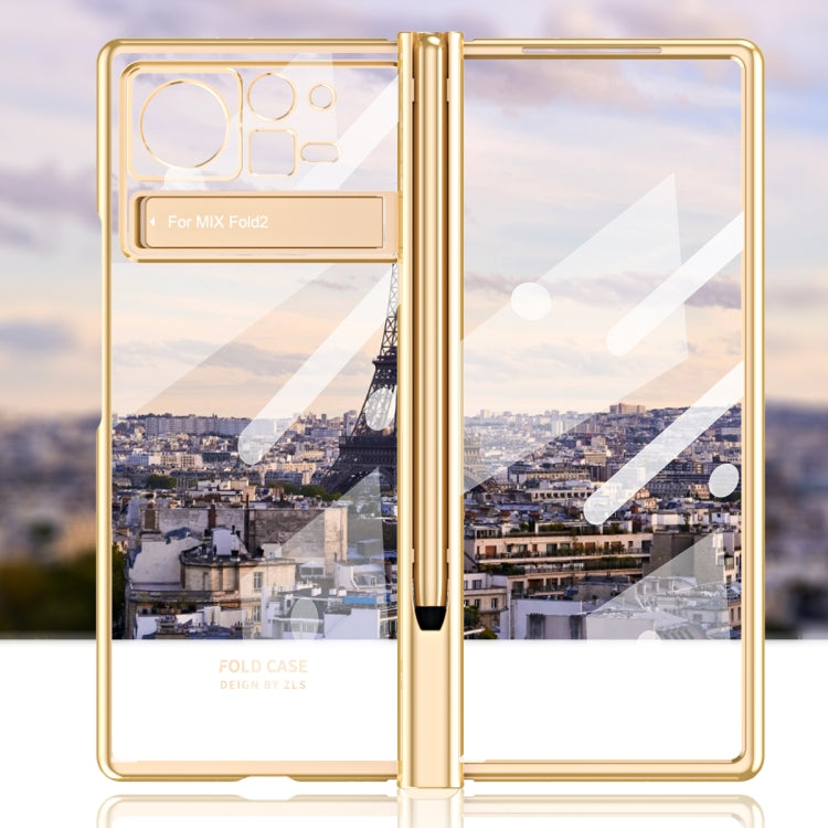 For Xiaomi Mix Fold 2 Electroplated Hinge Transparent Phone Case with Pen Slot(Black) - Xiaomi Cases by PMC TechLife | Online Shopping South Africa | PMC TechLife